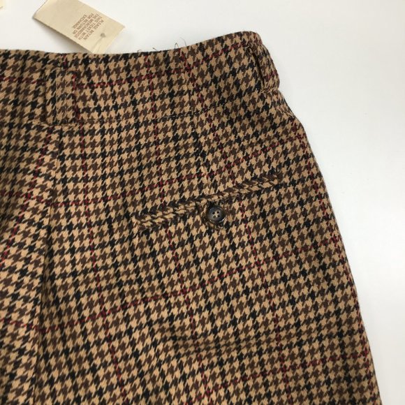 NWT Vintage CALVIN KLEIN Plaid/Herringbone High Waist Cuff Hem 100% Wool Pant - Picture 11 of 12
